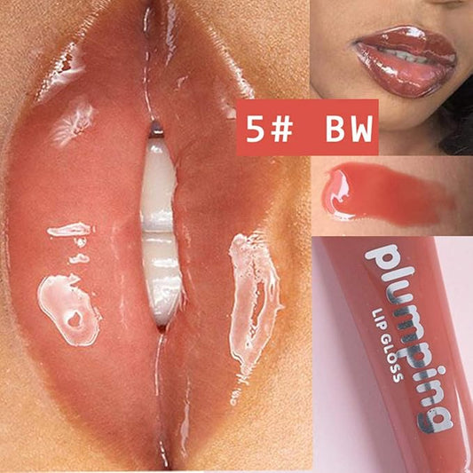 MAEPEOR Plumping Lipgloss 9 Colors Moisturizing Lip Plumper Shiny Jelly Lip Gloss (High Shine, 05#Brown Red)