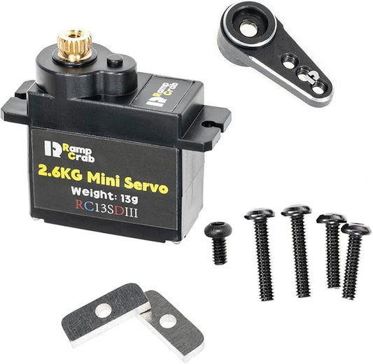 RampCrab Micro Servo with Servo Horn for FCX24, RC Car Model Parts, Upgrade Parts for Crwaler 1/24 Scale FCX24 Power Wagon Butcher & Max Smasher Big Foot Monster Truck, K5 (Black)