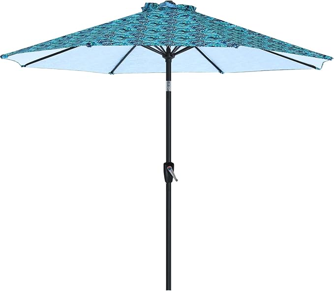 ABCCANOPY 9FT Outdoor Patio Umbrella, 8 Ribs Table Umbrella w/Crank for Easy Set Up, Suitable for Garden, Lawn, Deck & Backyard (Grass Green)