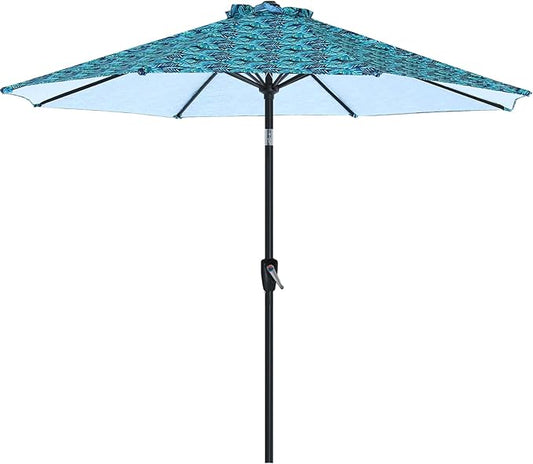 ABCCANOPY 9FT Outdoor Patio Umbrella, 8 Ribs Table Umbrella w/Crank for Easy Set Up, Suitable for Garden, Lawn, Deck & Backyard (Grass Green)