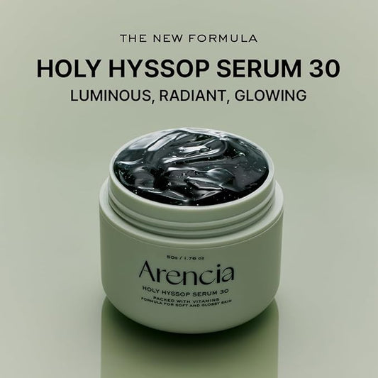 Glow Hyssop Overnight Face Mask Serum - hydrating & Anti-Aging Serum for younger looking Korean Glass Skin, 30% Vitamin A, C, E, 10% Niacinamide, Peptide