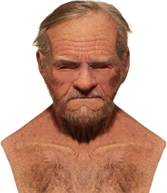 Realistic Old Man Mask Halloween Mask Scary Latex Old Man Grandpa Mask Halloween Wrinkle Face Mask