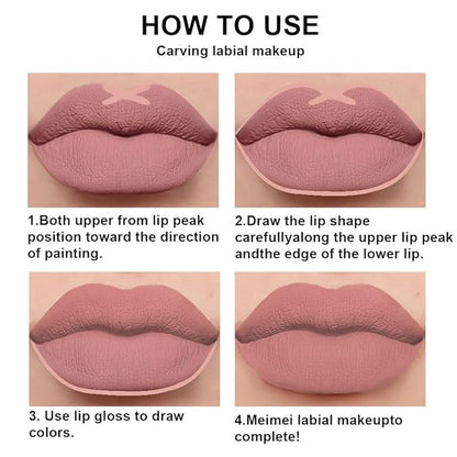 evpct 2Pcs Nude Beige Neutral Color Lip Liner and Matte Lipstick Makeup Sets Vegan Lipstick Lip Liner and Gloss Set Lip Stain Long Lasting Waterproof 24 34#