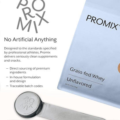 Promix Whey Protein Powder, Unflavored - 5lb Bulk - Grass-Fed & 100% All Natural - ­Post Workout Fitness & Nutrition Shakes, Smoothies, Baking & Cooking Recipes - Gluten-Free & Keto-Friendly