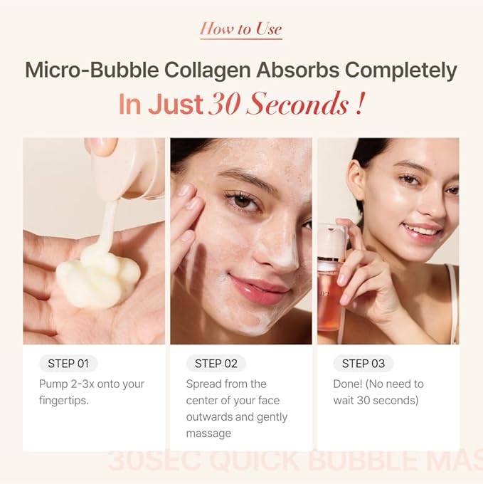 MENOKIN 30 Seconds Quick Bubble Mask [LIFT] - [Collagen] & Niacinamide in Micro-bubbles for Anti Aging, Boost Elasticity, Fine Lines, Korean Glass Skin Care Essential, 70 Uses, 3.21 fl.oz