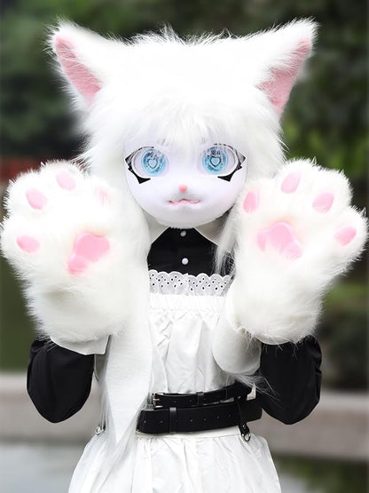 JUNBOON Furry Animal Headgear Beast Full Head Mask Headwear Doll Cosplay Costume Halloween Fursuit