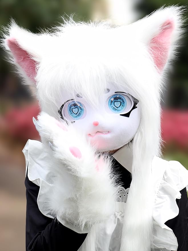 JUNBOON Furry Animal Headgear Beast Full Head Mask Headwear Doll Cosplay Costume Halloween Fursuit