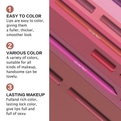 evpct 1Pcs Red Rose Matte Long Lasting Lip Liner Pencils Makeup for Shaping & Sculpting Lips, No Transfer Long Wear Waterproof Pigmented Lip Liner lipliners Crayon Lipstick Pencil with Sharpener 01