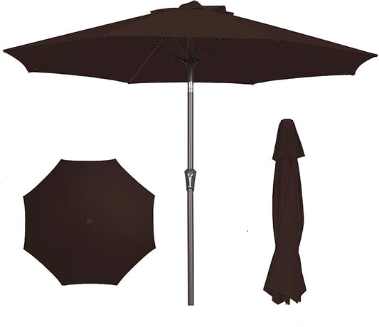 PatioKingdom 9FT Patio Outdoor Umbrella-UPF 50+ Sun Shade with Wind Vent, Push-Button Tilt & Smooth Crank Lift, Rust-Resistant Fiberglass Frame for Garden, Backyard,Yard