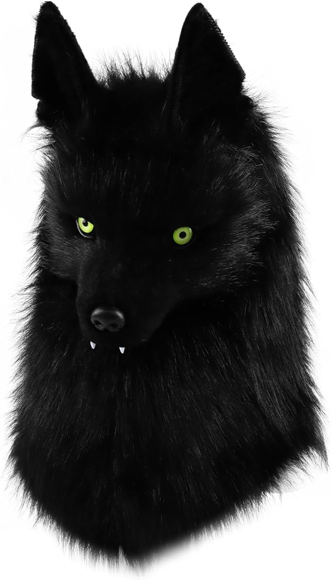 Furry Head Mask Animal Wolf Dog Plush Faux Fur Masks for Halloween Masquerade Cosplay Costume Props