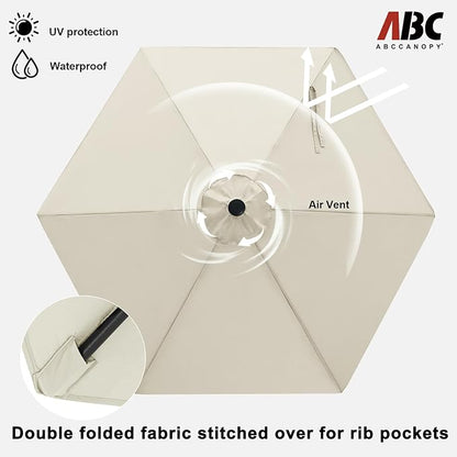 ABCCANOPY 7.5FT Outdoor Patio Umbrella, Table Umbrella w/Crank for Easy Set Up, Suitable for Garden, Lawn, Deck & Backyard (Light Beige)