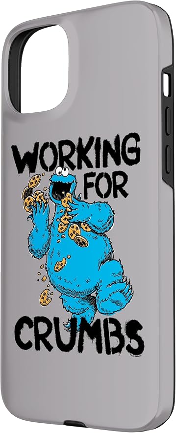 iPhone 15 Plus Sesame Street Cookie Monster Working for Crumbs Case