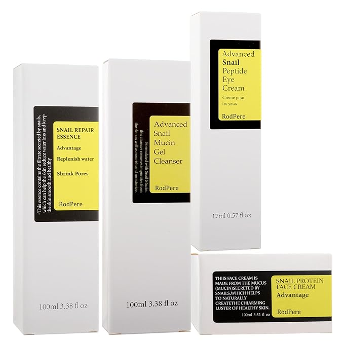 Snail Mucin Skin Care Set For Women, 4 PCS Advanced Snail Mucin Routine Kit For Girls, Skin Care Gift Set With Face Cleanser, Serum, Face Cream, Eye Cream, Moisturizing, Repairing, Anti Aging.