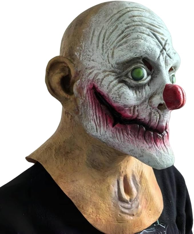 Scary Evil Joker Clown Latex Masks - Halloween Horror Realistic Old Man Cosplay Props for Adults & Parties Props