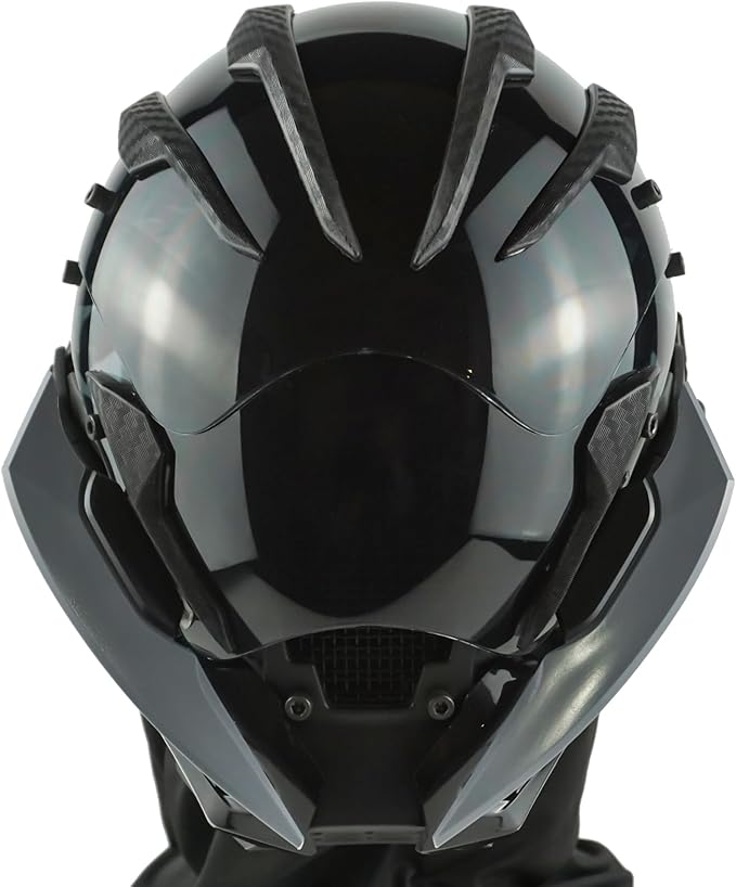 Punk Gothic Mask Helmet for Adult, Mechanical Sci-fi Gear Cosplay Costume Accessory Samurai Futuristic Helmet