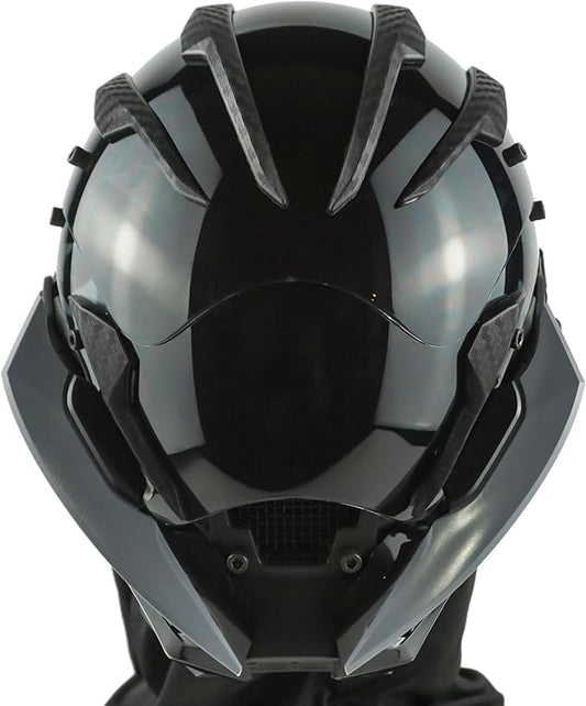 Punk Gothic Mask Helmet for Adult, Mechanical Sci-fi Gear Cosplay Costume Accessory Samurai Futuristic Helmet