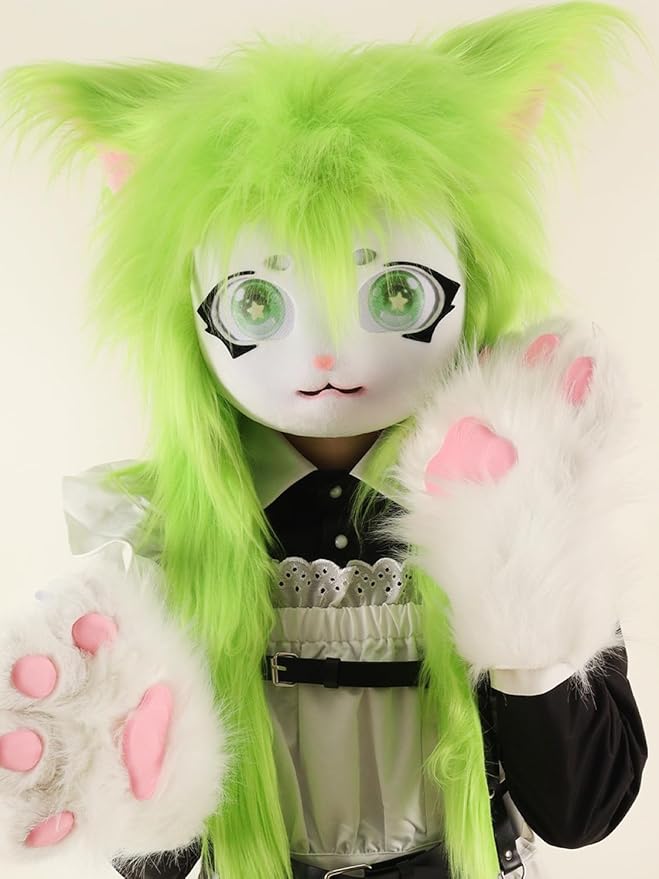 JUNBOON Furry Animal Headgear Beast Full Head Mask Headwear Doll Cosplay Costume Halloween Fursuit