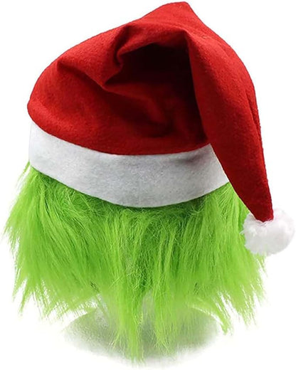 Green Monster Mask Halloween Costume Cosplay Mask Green Latex Scary Full Head Mask Santa Hat Party Prop Christmas Decorations