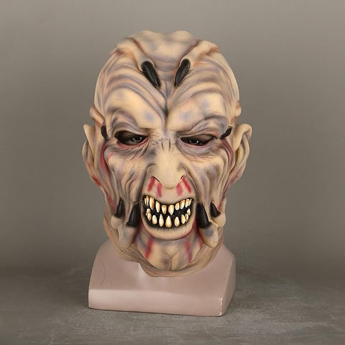 Jeepers Mask Creepers Creepy Tribal Head Cover Horror Monster Halloween Costume Prop, Realistic Facial Details, Latex Material