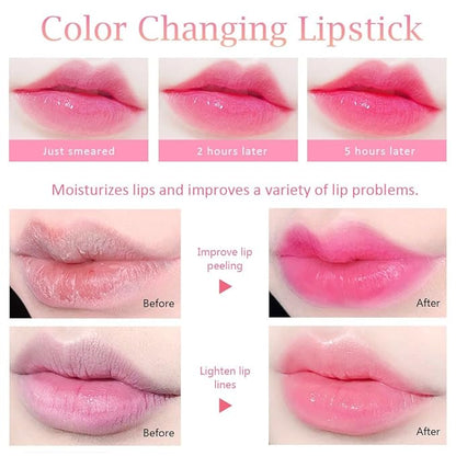 evpct 3Pcs Peach Aloe Vera Avocado Mini Clear Color Changing Lip Oil Tinted Lip Gloss Set for Women Girls Lip Balm Tint Stain Glaze Pack Lipstick Magic labiales magicos brillos para labios