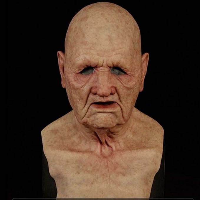 Realistic Old Man Mask Halloween Mask Scary Latex Old Man Grandpa Mask Halloween Wrinkle Face Mask
