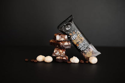 House of Macadamias BRU Bar, 50 mg Caffeine per bar, Espresso, Sugar Free, Caramel Mocha, Plant Based, Keto, Low Carb, Vegan, Paleo, Dairy free, Gluten-free, 12 x 1.4oz