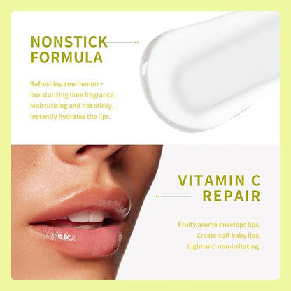 Hydrating Lip Oil Pack, 2 Pack Clear Fruit Extract Lip Oil Set or Lip Color and Shine, Dry Lip's Moisturizing Hydrating and Nourishing Clear Tinted Lip Gloss Set