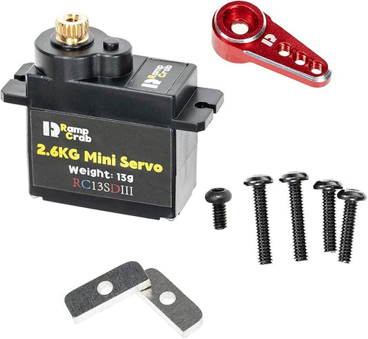 RampCrab Micro Servo with Servo Horn for FCX24, RC Car Model Parts, Upgrade Parts for Crwaler 1/24 Scale FCX24 Power Wagon Butcher & Max Smasher Big Foot Monster Truck, K5 (Red)