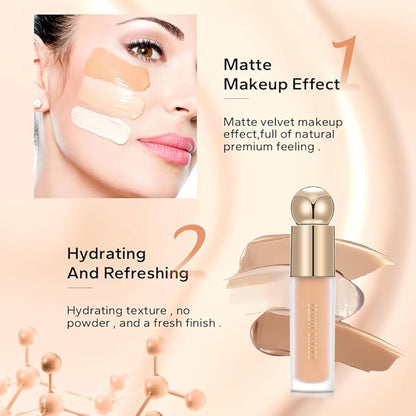 Hydrating Concealer, Lightweight Full Coverage Concealer for Dark Oz (102#)