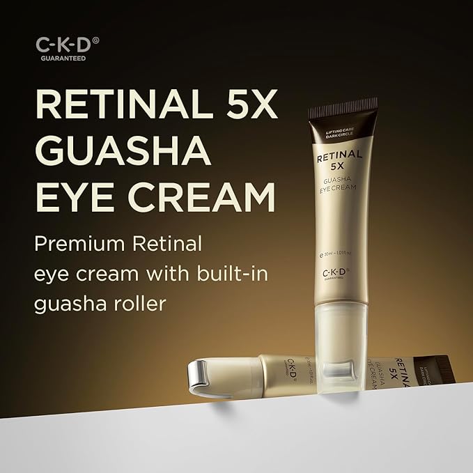 CKD Brightening & Anti-Aging Skincare Bundle – Vitamin C + TECA Hydrogel Mask, Toning Serum, and Retinal Eye Cream with Gua Sha Roller