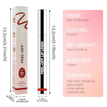 Matte Lip Gloss Stain-Peel Off Lip Liner Tattoo, Orange Red Lip Tint，Long Lasting Peel Off Lip Stain, Waterproof Transfer-proof Lip Mask Lip Liner Peel Off Lip Gloss,Stayn Lip Makeup. #07