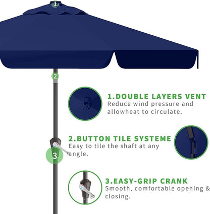10FT Patio Umbrella Table Market Umbrella w/Tilt and Crank Outdoor Umbrellas for Garden, Deck, Backyard, Pool and Beach, Navy
