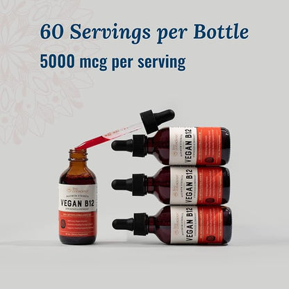 Live Conscious Vegan Vitamin B12 Sublingual Liquid Drops Methylcobalamin Max Strength B12 5000mcg Formula - Vegan B 12 Vitamin Support Energy, Promote Memory & Aid Immune System (2 Pack)