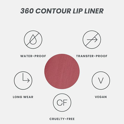 Wonderskin Lip Liner Pencil - 360 Contour Lipliner, Long Lasting, Sharpenable, Waterproof and Transfer-Proof Nude Lip Liner Pencil (Rosewood)