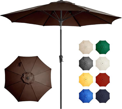 Ayge 9FT Large Outdoor Patio Umbrella Market Table Umbrella-UV Resistant, Easy Push Button Tilt and Crank, 8 Sturdy Fiberglass Ribs Heavy-Duty Pool Umbrella for Deck, Backyard,Garden