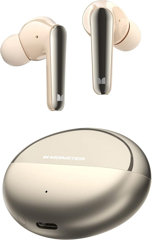 Monster N-Lite 203 AirLinks Wireless Earbuds, Bluetooth Headphones HiFi Stereo, Bluetooth Ear Buds with 30H Playback, Type-C Charging, HD Clear Call, Touch Control, IPX6 Waterproof in-Ear Earbuds