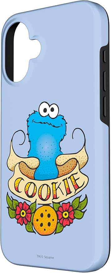 iPhone 16 Sesame Street Cookie Monster Cookie Tattoo Case