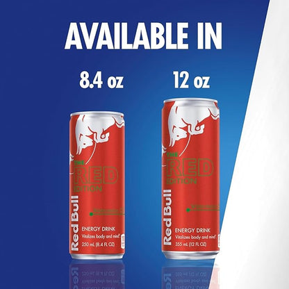 Red Bull Red Edition Energy Drink, Watermelon, with 80mg Caffeine plus Taurine & B Vitamins, 8.4 Fl Oz, Pack of 4 Cans