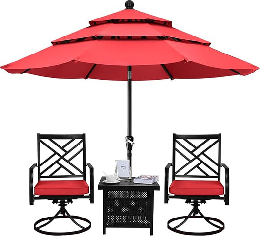 ABCCANOPY Patio Umbrellas 3 Tiers 9FT (Red)