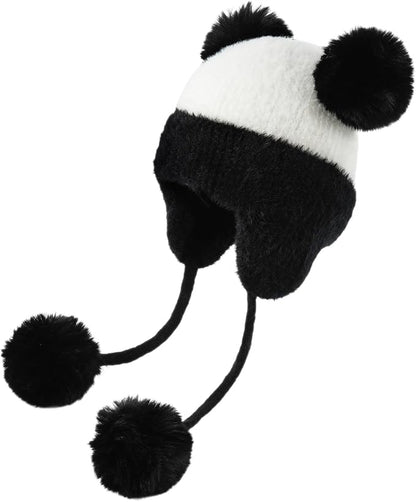 DOCILA Winter Beanie Hat for Women Warm Fleece Lined Pom Knit Earflap Hats Cute Outdoor Snow Ski Skull Cap