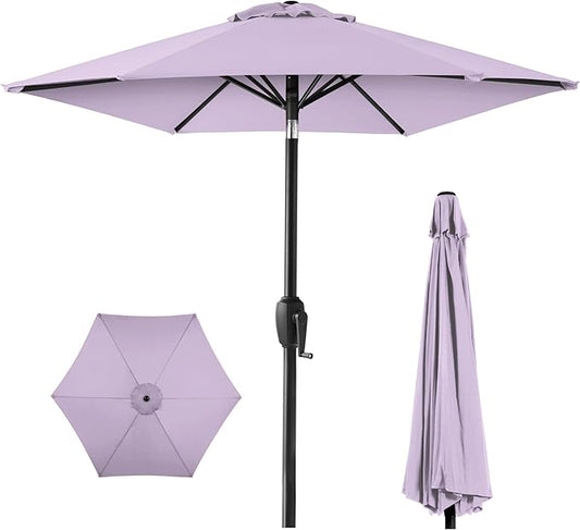 Best Choice Products 7.5ft Heavy-Duty Round Outdoor Market Table Patio Umbrella w/Steel Pole, Push Button Tilt, Easy Crank Lift - Lavender