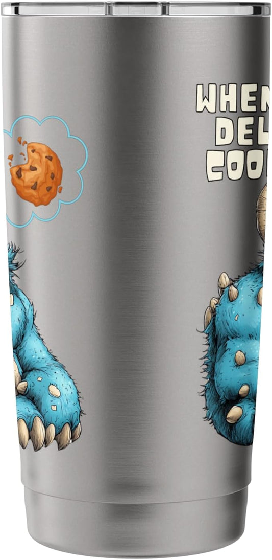 Funny Monster Cartoon, When You Delete Cookies, Foodie Humor Stainless Steel Insulated Tumbler