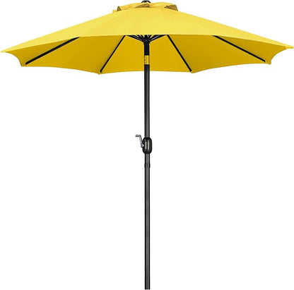 Yaheetech 9' Patio Umbrella, Market Table Umbrella w/8 Sturdy Ribs, Push Button Tilt/Crank,Outdoor Yard Sun Shade for Garden, Backyard and Pool, Yellow