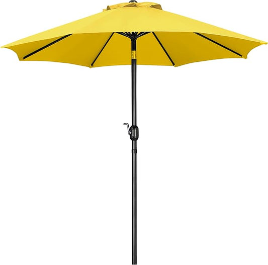 Yaheetech 9' Patio Umbrella, Market Table Umbrella w/8 Sturdy Ribs, Push Button Tilt/Crank,Outdoor Yard Sun Shade for Garden, Backyard and Pool, Yellow