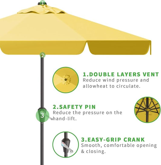 12FT Patio Umbrella Table Market Umbrella w/Crank Outdoor Umbrellas for Garden, Deck, Backyard, Pool and Beach, Yellow