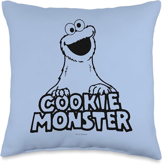 Sesame Street Vintage Cookie Monster Throw Pillow, 16x16, Multicolor