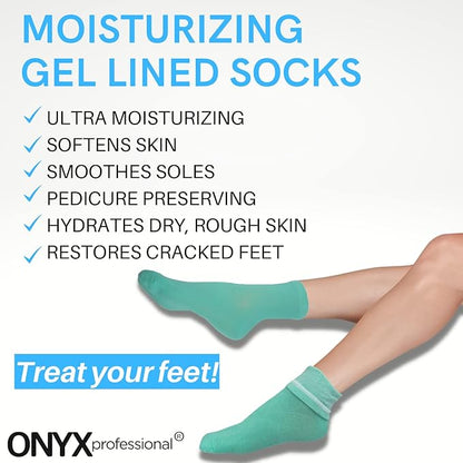 Onyx Professional Gel Moisturizing Socks, One Size Dry Feet Treatment for Women or Men, Hydrating Spa Socks for Dry Feet and Cracked Heel Repair, One Reusable Pair