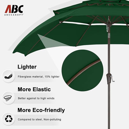 ABCCANOPY Patio Umbrellas 3 Tiers 11FT (Green)