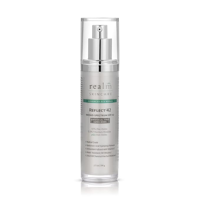 Reflect SPF 42 Tinted Mineral Sunscreen Lotion, Zinc Oxide & Titanium Dioxide, Hyaluronic Acid & Vitamin E, Acne Sunblock, Medical Grade Anti-Aging Face Moisturizer with SPF 2.1 OZ