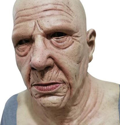 Realistic Old Man Mask Halloween Mask Scary Latex Old Man Grandpa Mask Halloween Wrinkle Face Mask